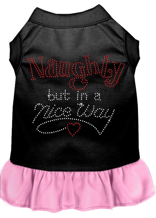 Rhinestone Naughty but in a nice way Dress Black with Light Pink XS